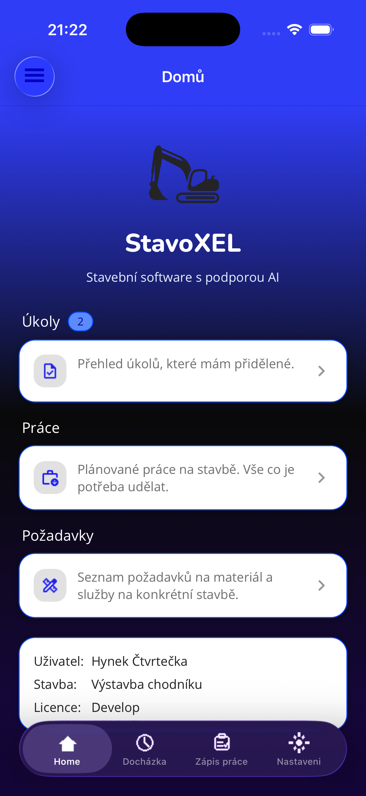 StavoXEL mobilní aplikace